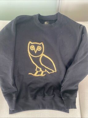 OVO Black Crewneck Sweatshirt with Gold Owl Emblem